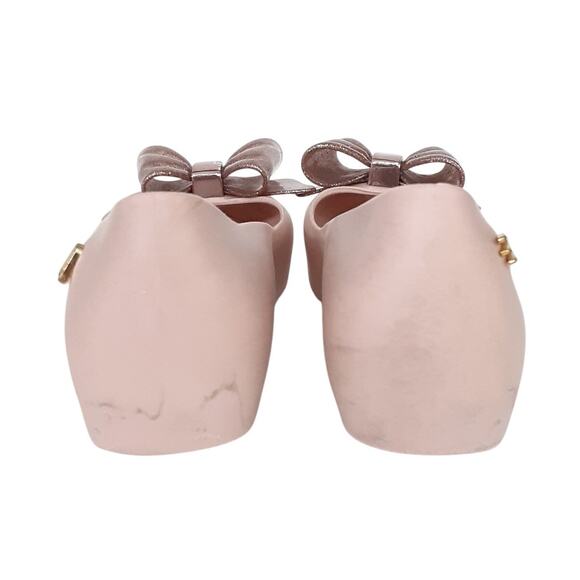Mini Melissa Girls 12 UltraGel Bow Flats Rose Gold Glitter Ballet Flats Pink - Picture 6 of 11